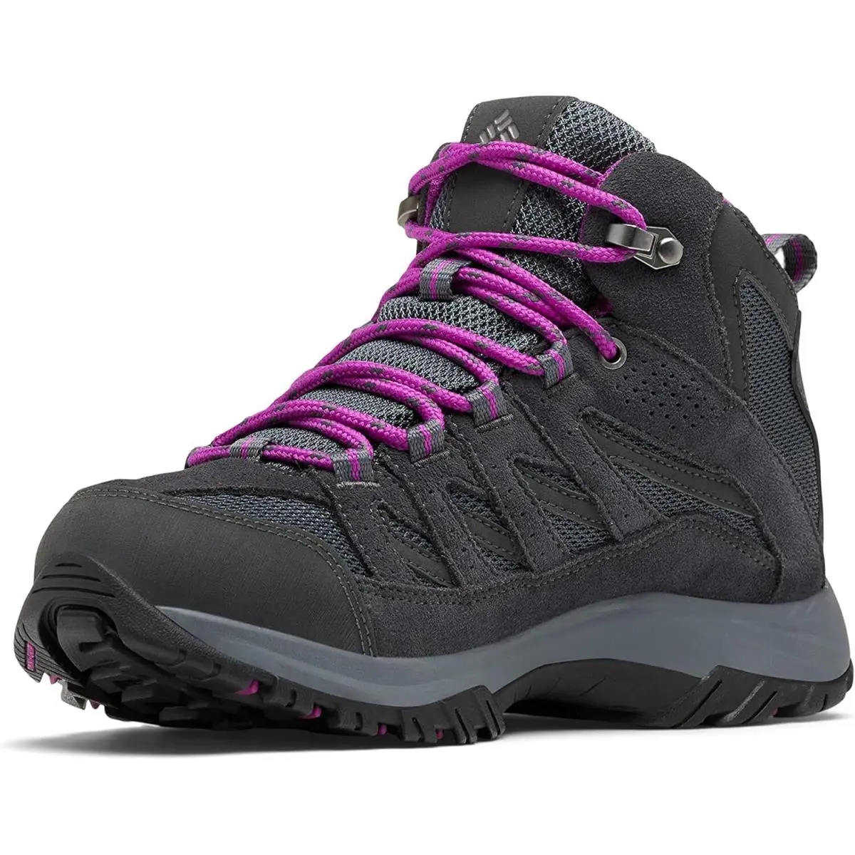 Women`s Crestwood Mid Waterproof Hiking Boots Graphite, Bright Plum by Columbia