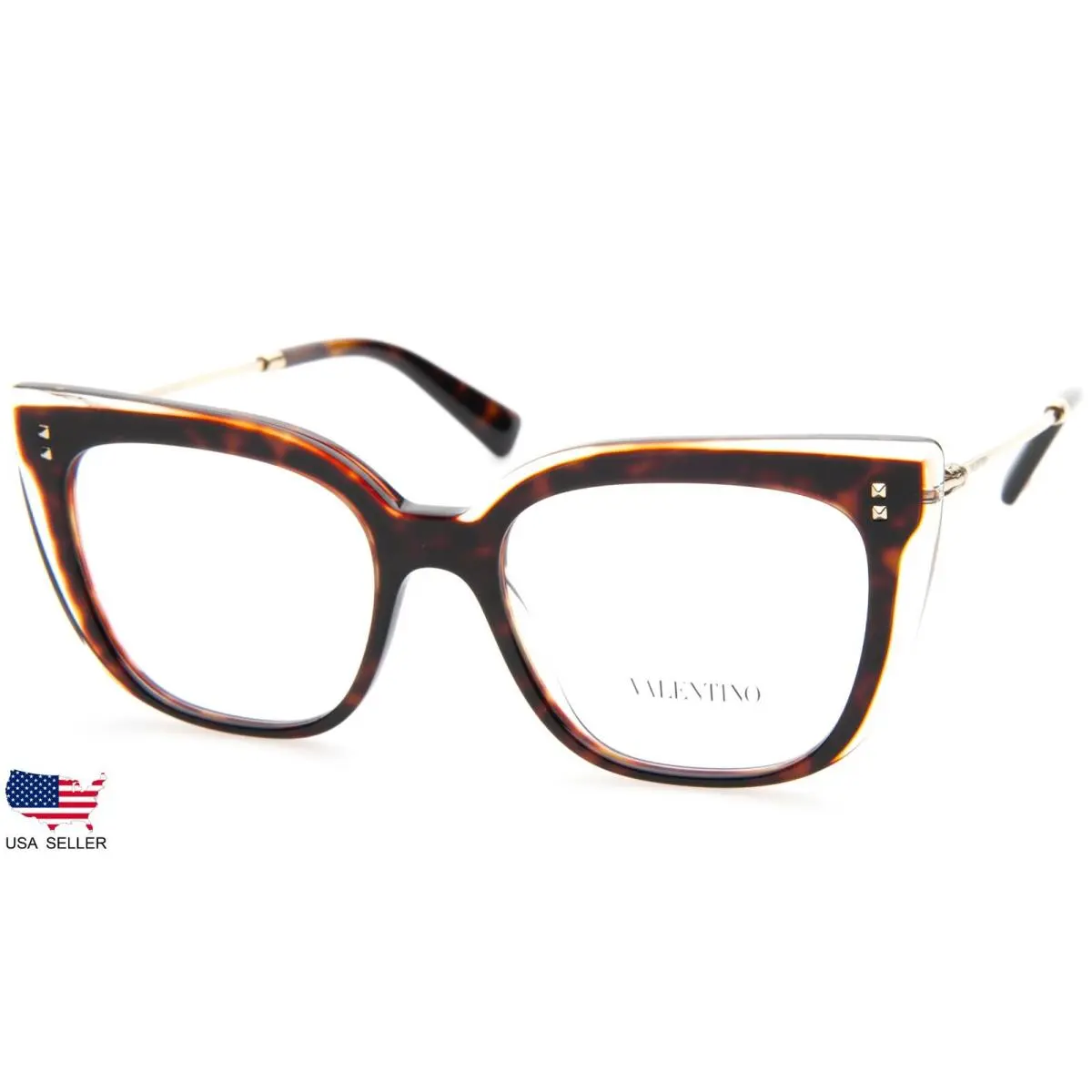 Valentino VA 3021 5087 Havana /transparent Eyeglasses 51-17-140 B42mm Italy