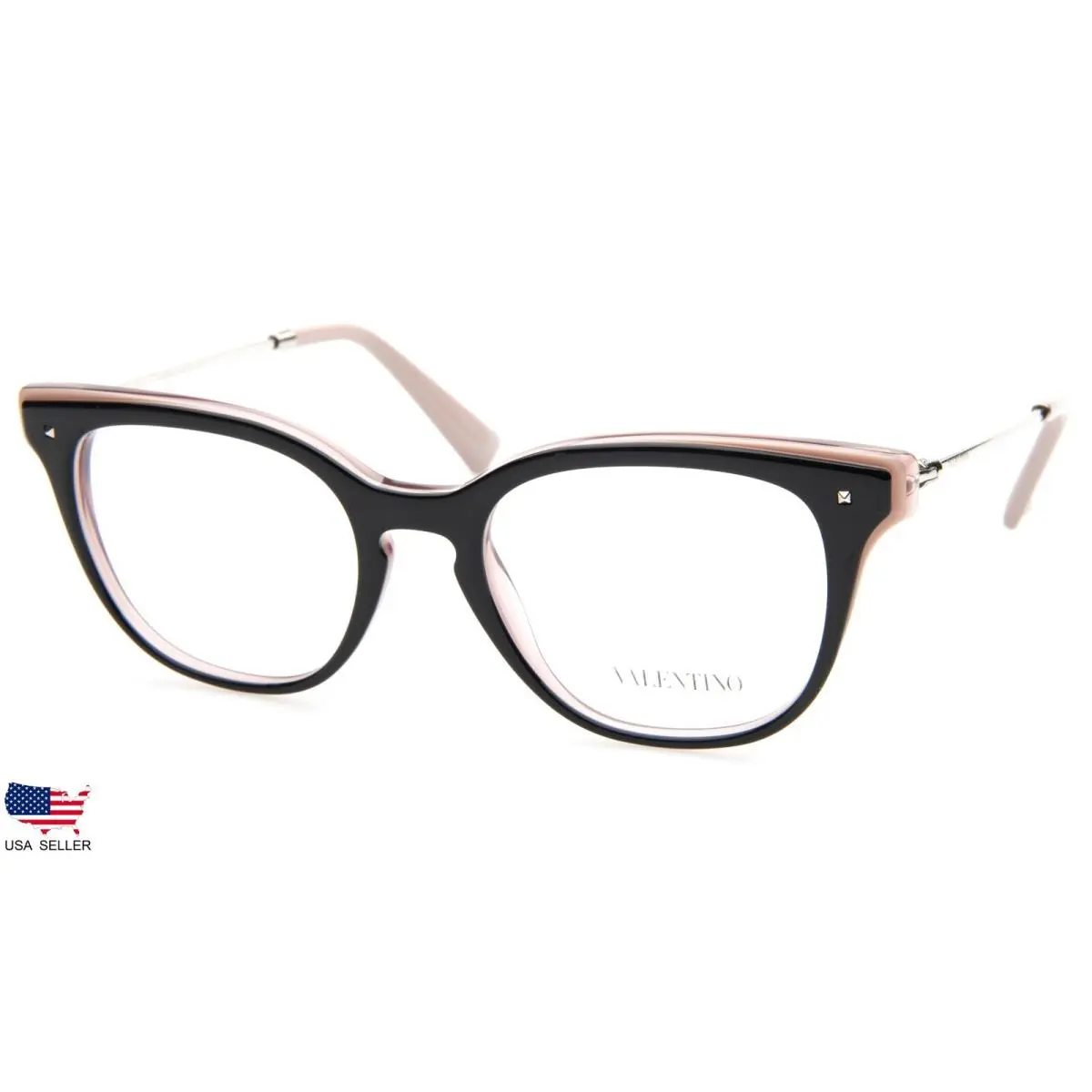 Valentino VA 3006 5052 Black /pink /tr Pink Eyeglasses Frame 49-18-135 Italy