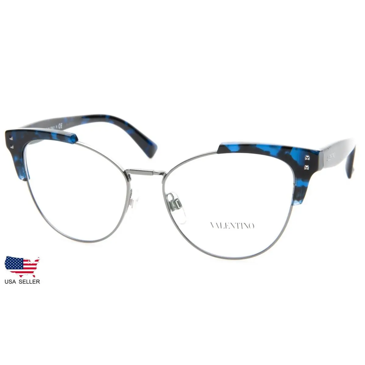 Valentino VA 3027 5031 Havana Blue Eyeglasses Frame 53-16-140 B46mm Italy