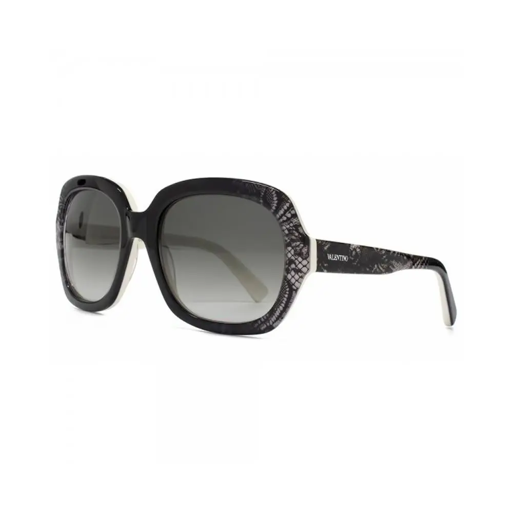 Valentino V678S Women`s Lace Effect Sunglasses 55mm White Faded Lace/black