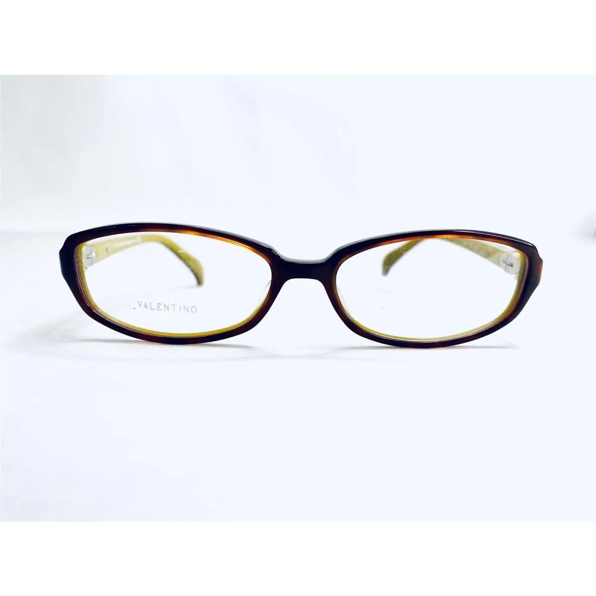 Valentino Brown Yellow Mustard Oval Glasses Italy V5995 0NKD 51 15 125
