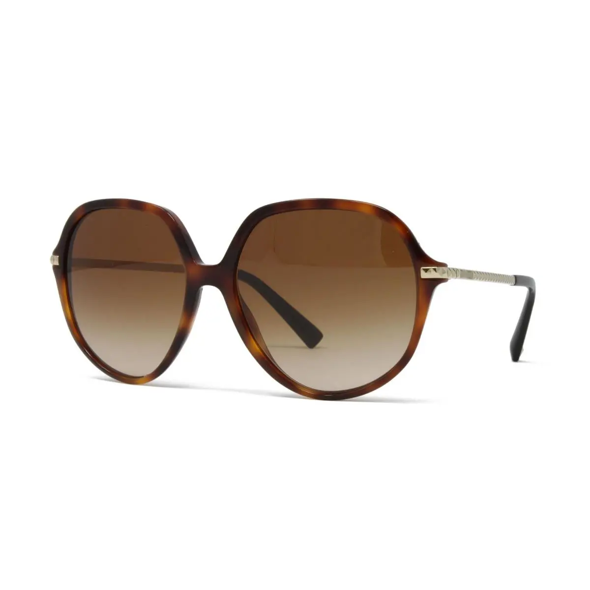 Valentino Women`s Round Sunglasses VA4099-501113 Light Havana 57mm Brown Lens