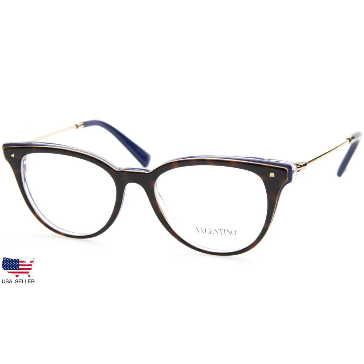 Valentino VA 3005 5051 Havana /blue /crystal Eyeglasses 51-17-135 B41 Italy