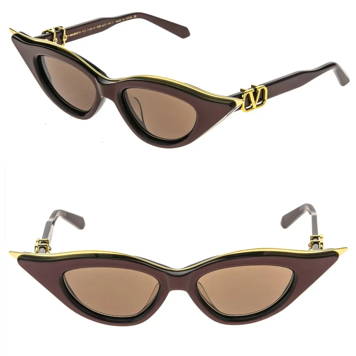 Valentino VLS114 V Goldcut II Bordeaux Gold Titanium Vls 114B Fashion Sunglass