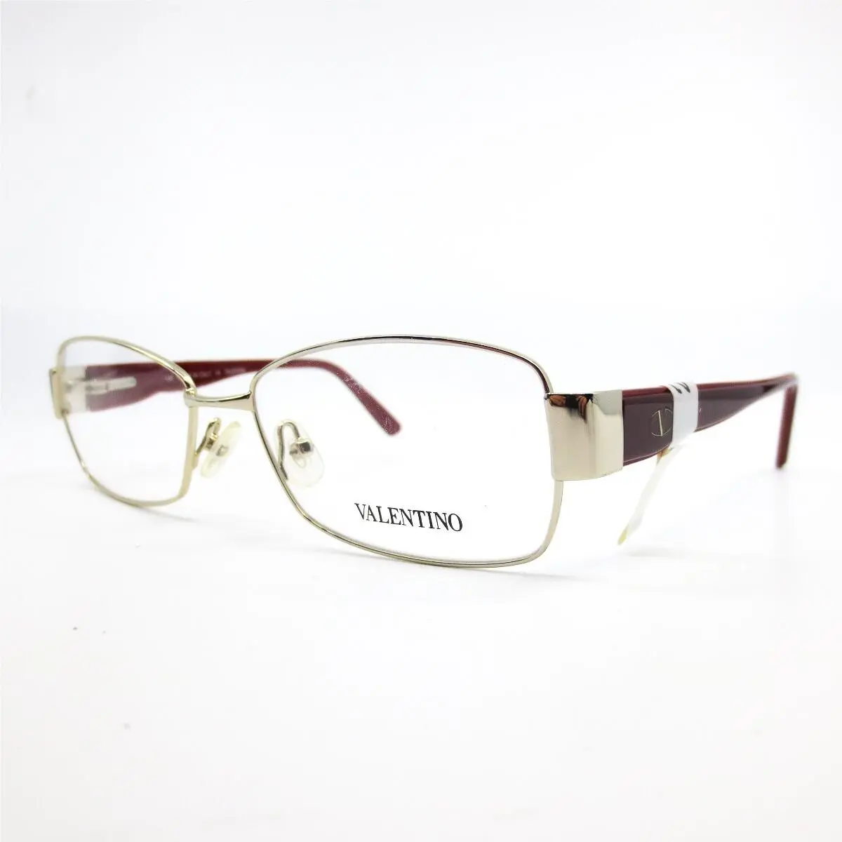 Valentino Eyeglasses Frames V2101 720 Red Silver Rectangular Full Rim 52-15-135