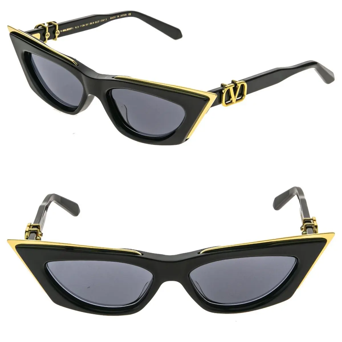 Valentino V Goldcut I VLS113 Gold Titanium Black Cat Vls 113A Fashion Sunglass