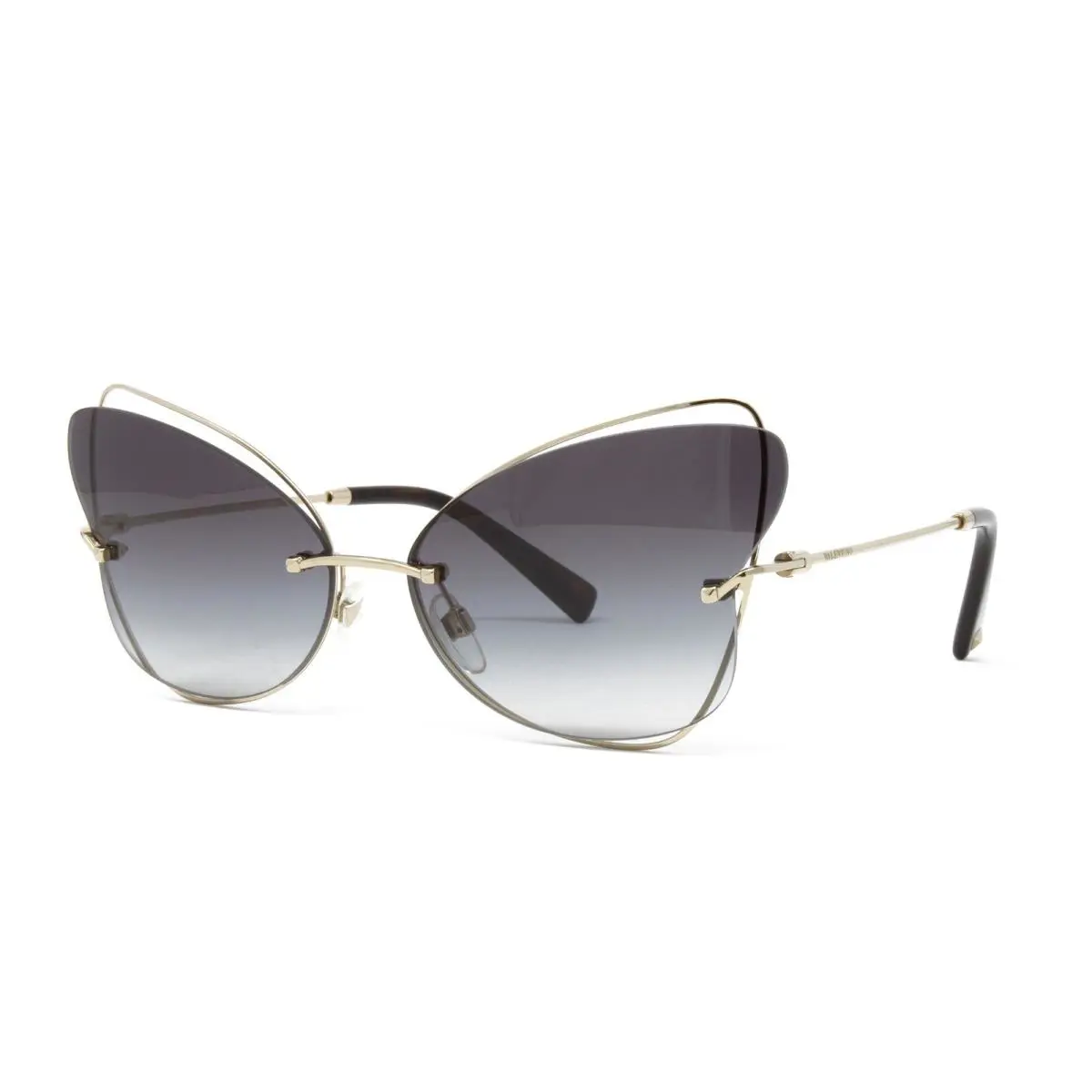 Valentino Women`s Sunglasses VA2031 30038G Light Gold Butterfly Shape 64mm