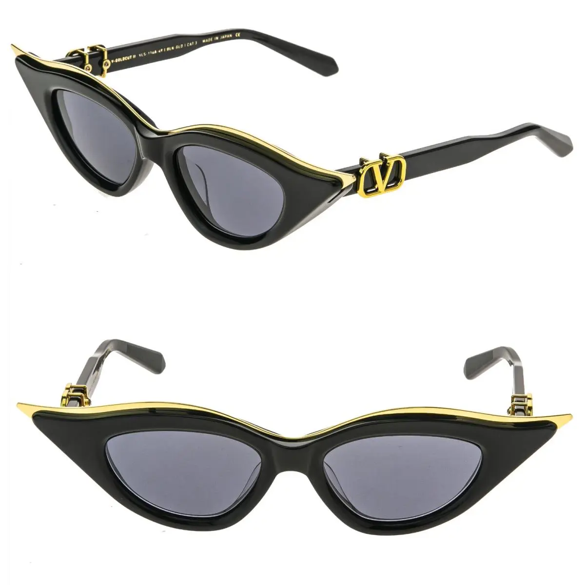Valentino V Goldcut II VLS114 Gold Titanium Black Cat Vls 114A Fashion Sunglass