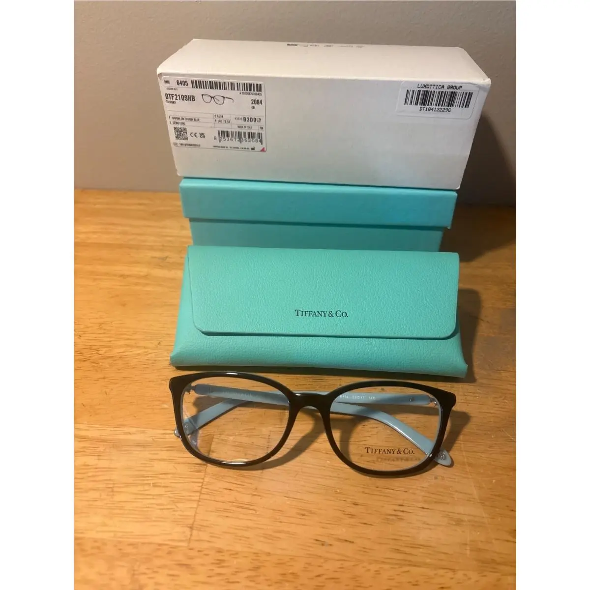 Tiffany Company Eyeglass TF2109-H-B Havana on Tiffany Blue Frame Only w Case
