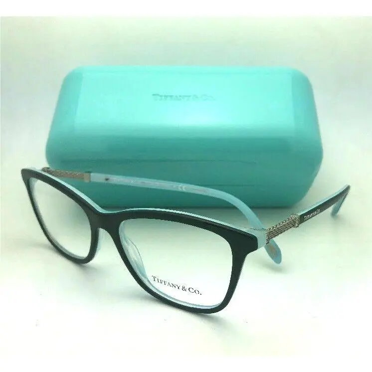 Tiffany Co. Eyeglasses TF 2116-B 8193 53-16 140 Black on Blue w/ Crystals