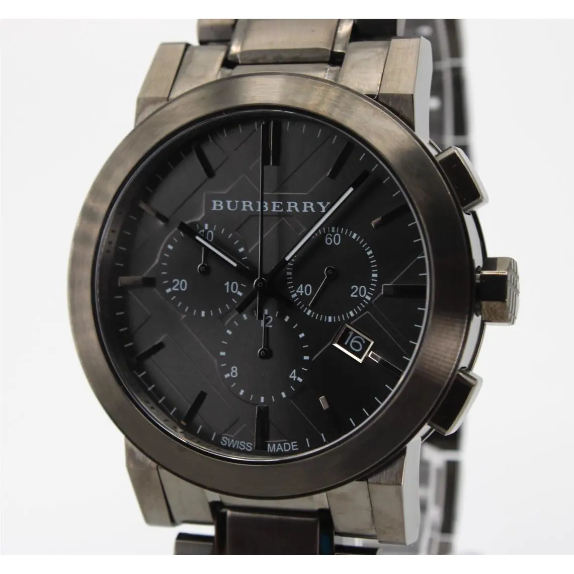 Burberry The City BU9354 Dark Gray Men`s Watch 42mm - Dial: Dark Gray, Band: Gray (Gunmetal), Bezel: Gray (Gunmetal)