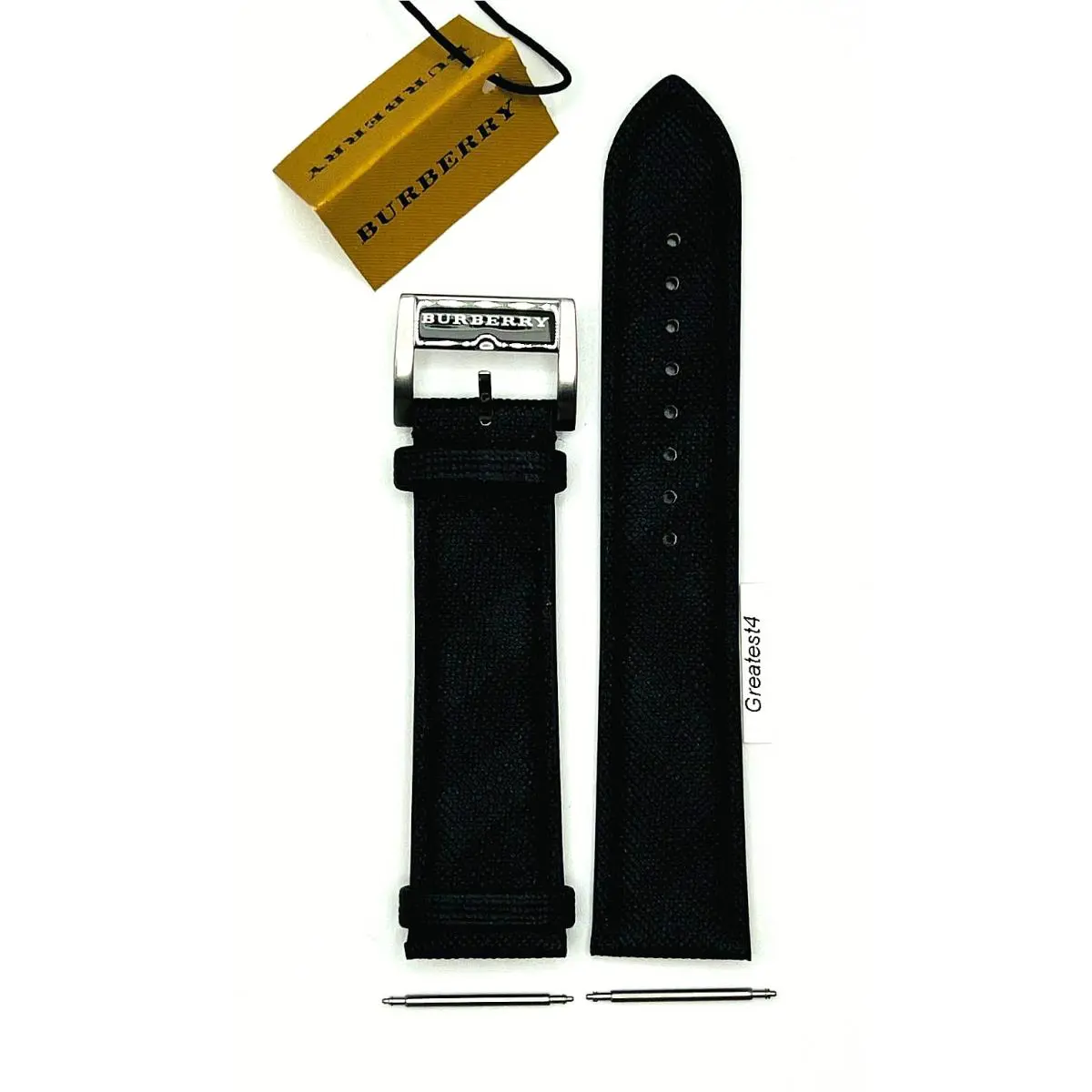 Burberry Replacement Strap BU9362 Black / Grey Strap with Buckle 22 mm