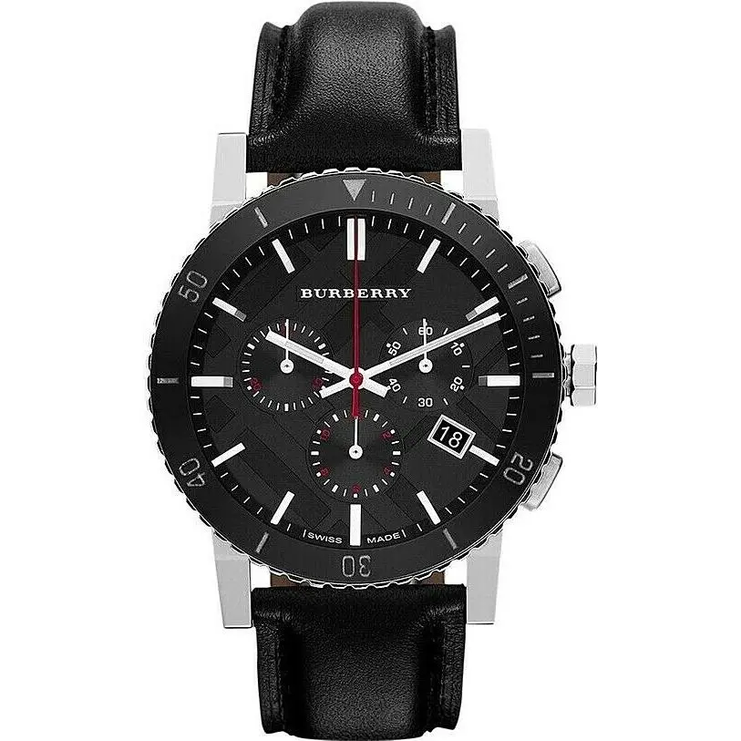 Burberry City BU9382 Chronograph Black Dial Leather Band Men`s Watch