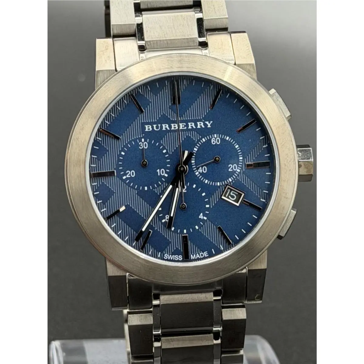 BU9365. Mens Watch Stainless Steel Gunmetal Tone Blue Dial by Burberry