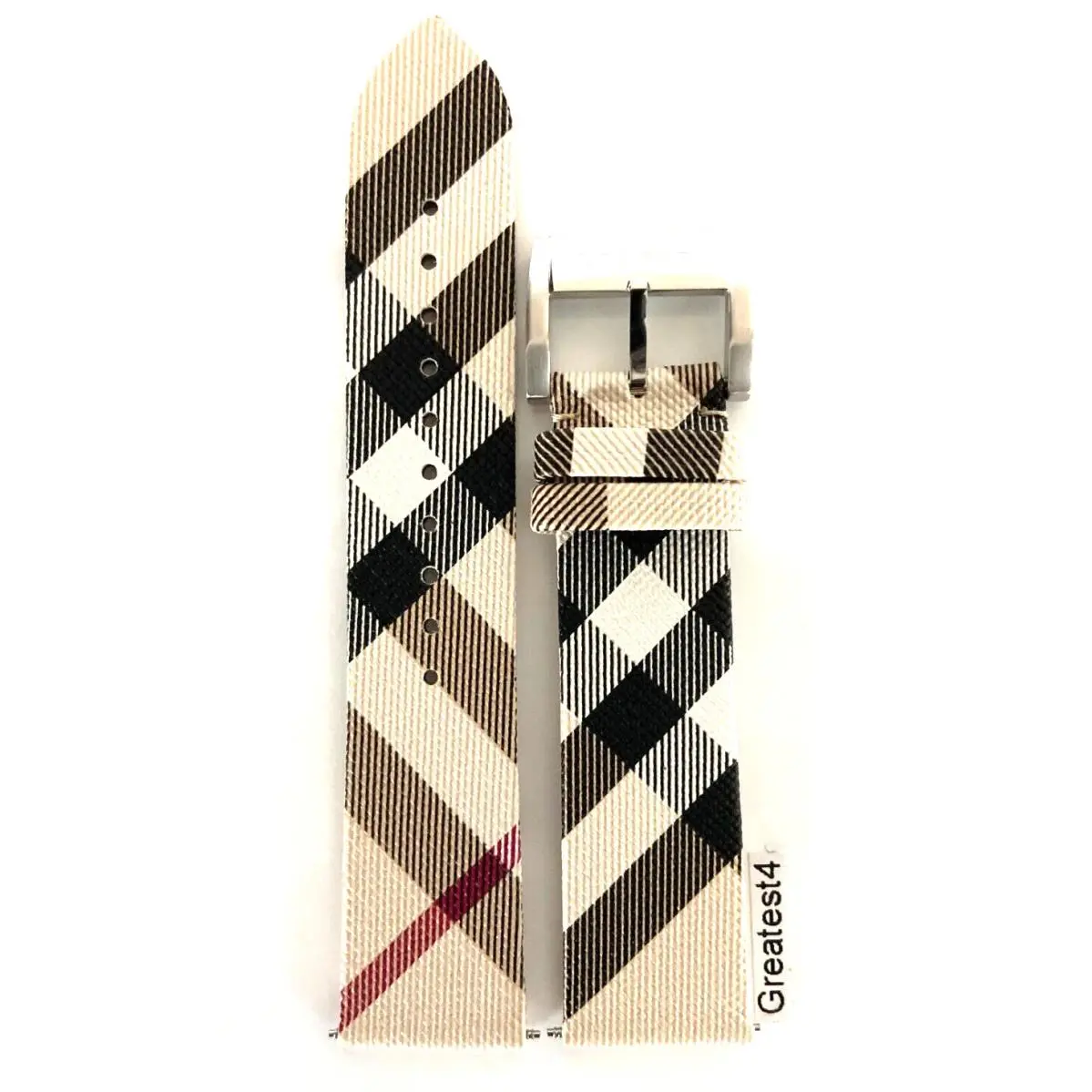 Burberry Replacement Strap For BU9357 Multi-colored with Buckle Spring Bars 22 MM - Band: Multi-Colored