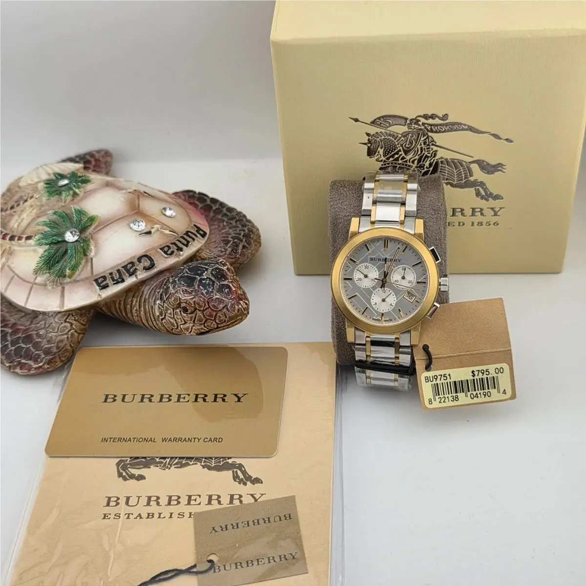 Burberry Watch BU9751 Silver with Gold Tone Strap Silver Dial - Dial: Gold, Band: Gold, Bezel: Gold