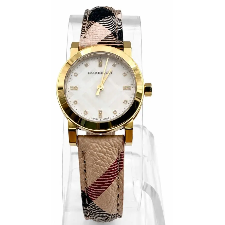 BU9226 Haymarket Check Leather Strap 26mm Women`s Quartz Watch by Burberry