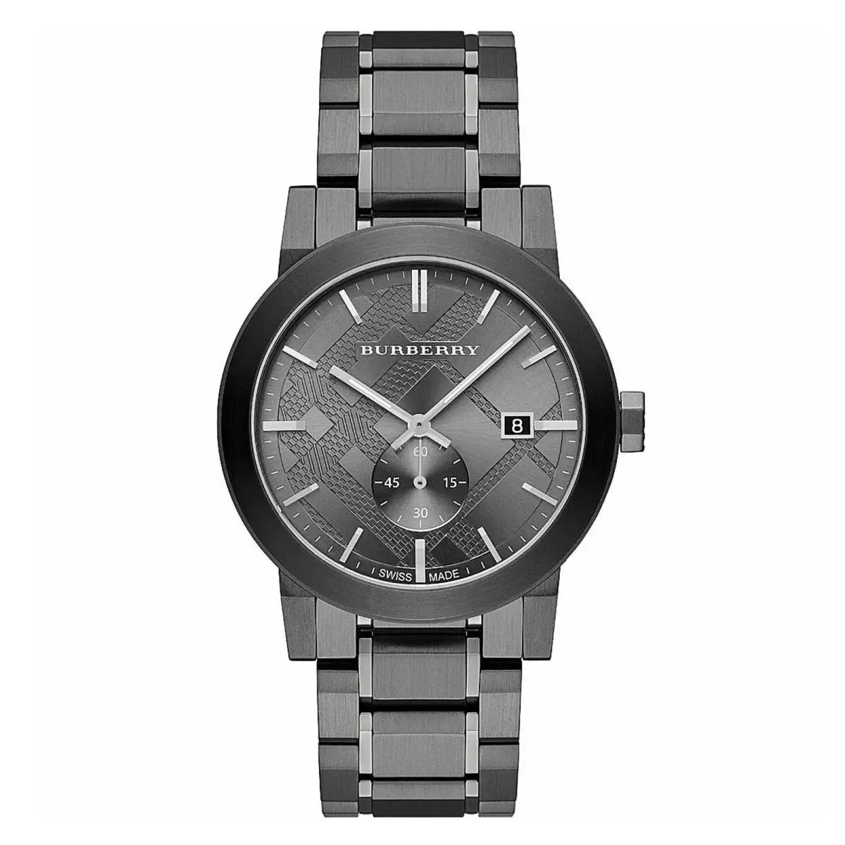 Burberry BU9902 42mm The City Gunmetal Gray Ion Plated Swiss Quartz Mens Watch - Dial: Gray, Band: Gray, Bezel: Gray