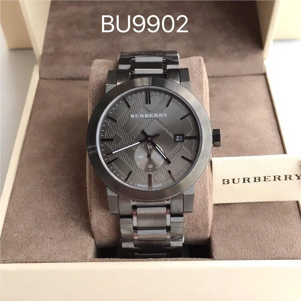 BU9902 Men`s The City Gunmetal Dial Steel Watch by Burberry