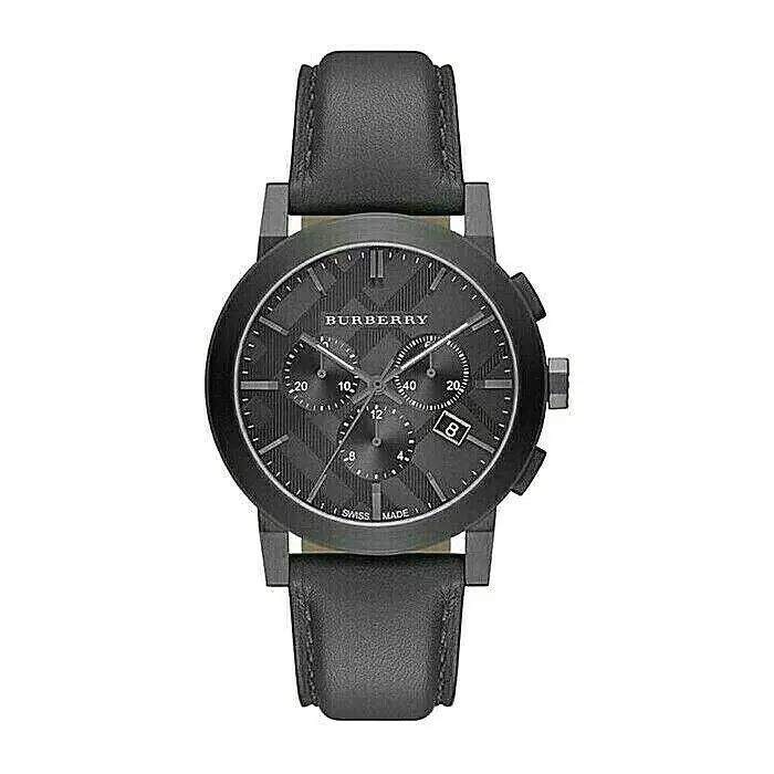 Burberry BU9364 Chronograph Dial Steel Case Leather Strap Men`s Watch