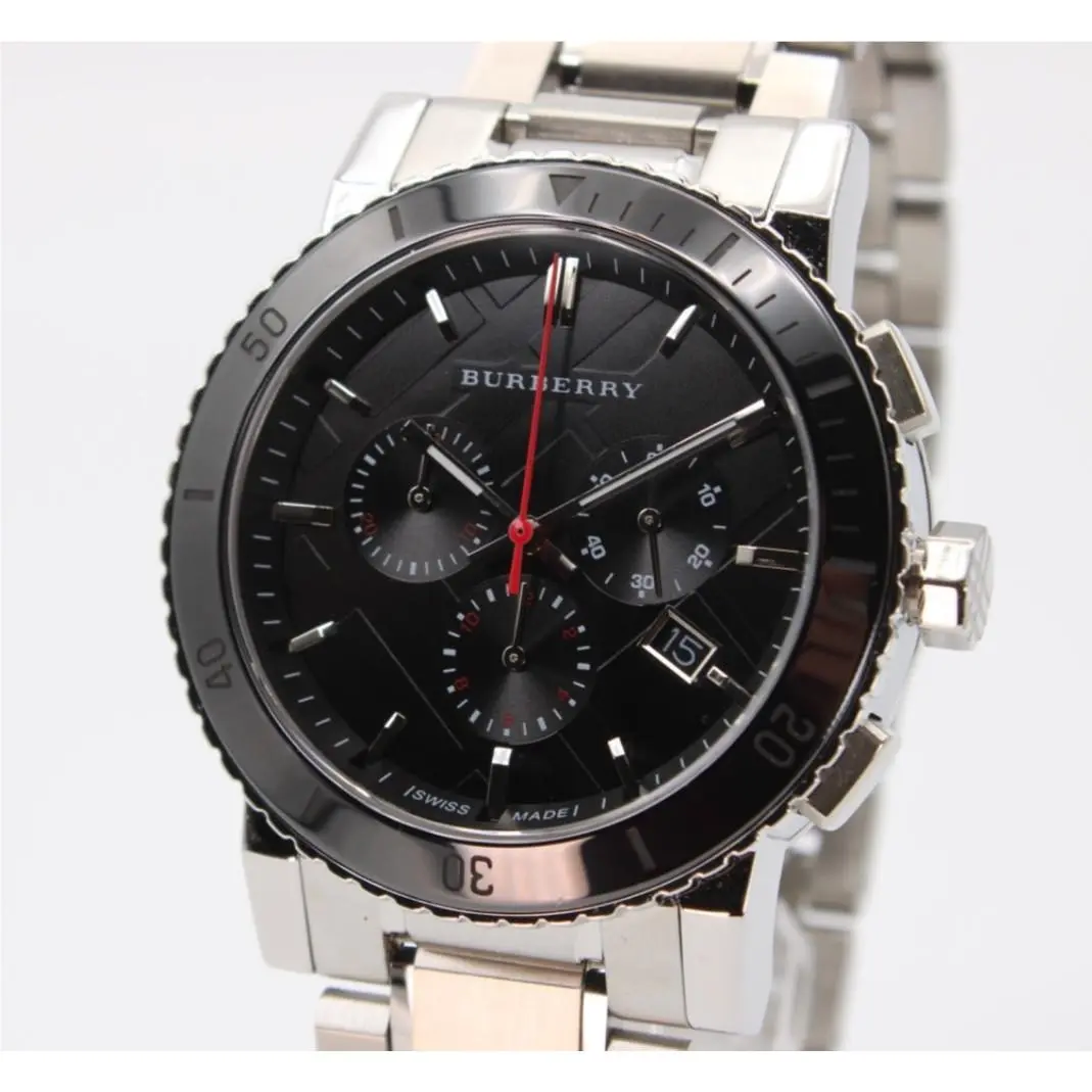 Burberry The City BU9380 Stainless Steel Black Dial Chronograph Men`s Watch
