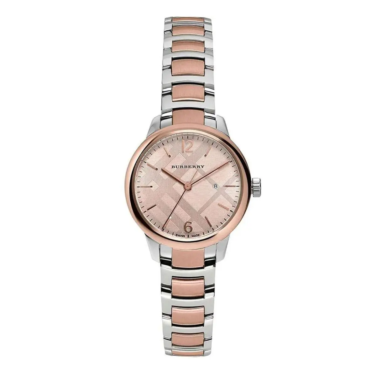 Burberry BU10117 The Classic 32mm Two Tone Rose Gold Check Swiss Quartz Watch