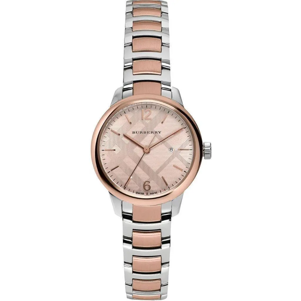 Burberry Classic Round Two-tone Stainless Steel Women`s Watch BU10117 - Dial: Rose Gold, Band: Two Tone