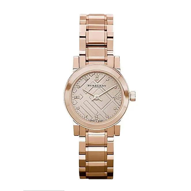 Burberry The City BU9215 Rose Tone Stainless Steel 26 mm Women`s Watch - Dial: Rose, Band: Pink, Bezel: Rose