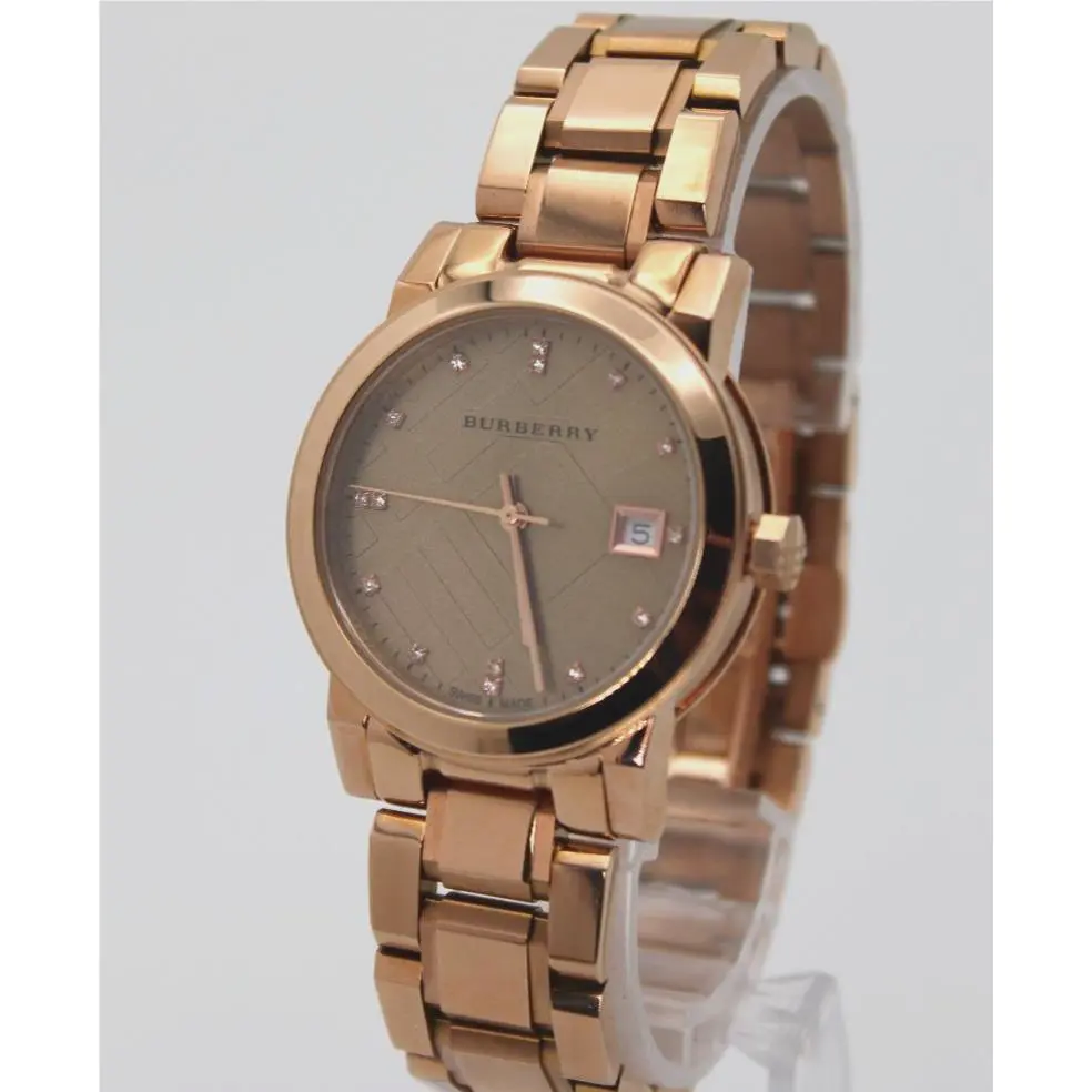Burberry The City BU9126 Ladies Rose Gold Tone Watch 34MM - Dial: Rose Gold, Band: Rose Gold, Bezel: Rose Gold