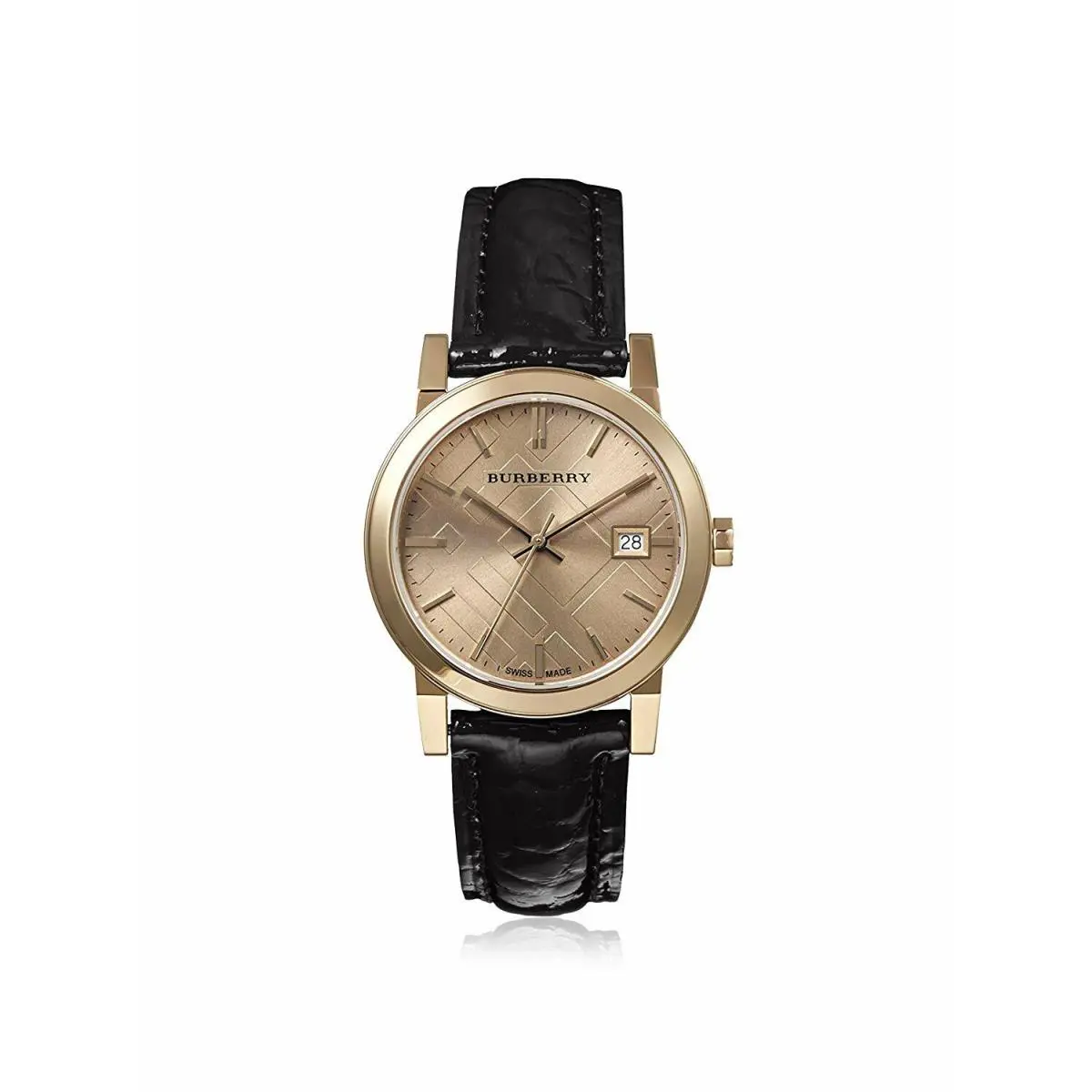Burberry Woman`s Watch City Elegant Black Gold 34MM BU9142 - Dial: Gold, Band: Black