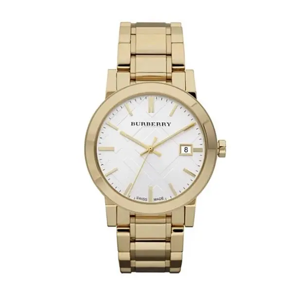 Burberry The City BU9003 Gold Tone Stainless Steel 38 mm Women`s Watch - Dial: White, Band: Gold, Bezel: Gold