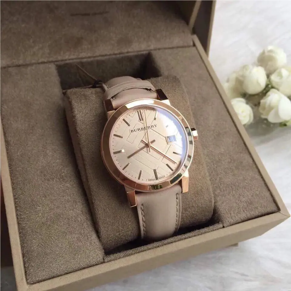 Burberry Women`s BU9109 City Classic Beige Leather Strap Watch