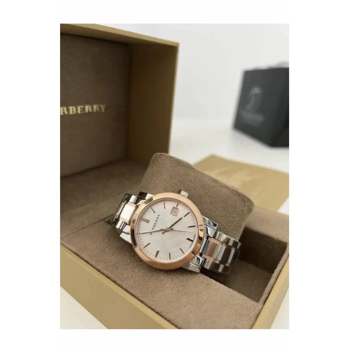 The City Silver Dial Two Tone Steel Quartz Ladies Watch BU9105 by Burberry