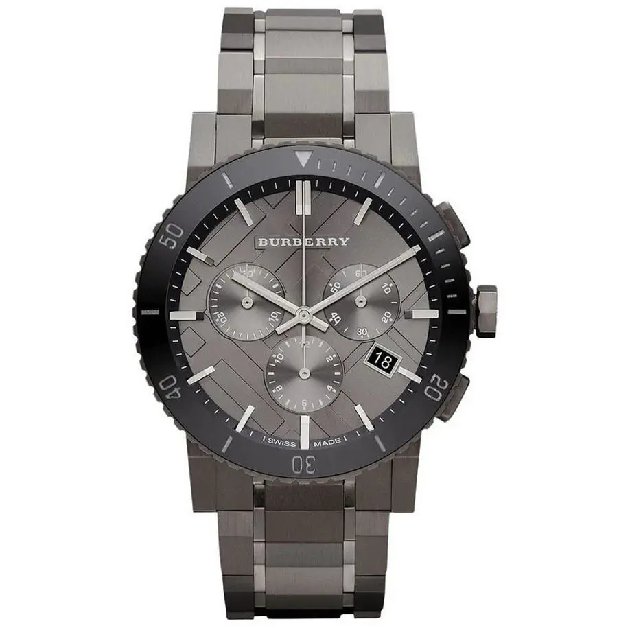 Burberry The City BU9381 Chronograph Gunmetal Gray Men`s Watch 42mm