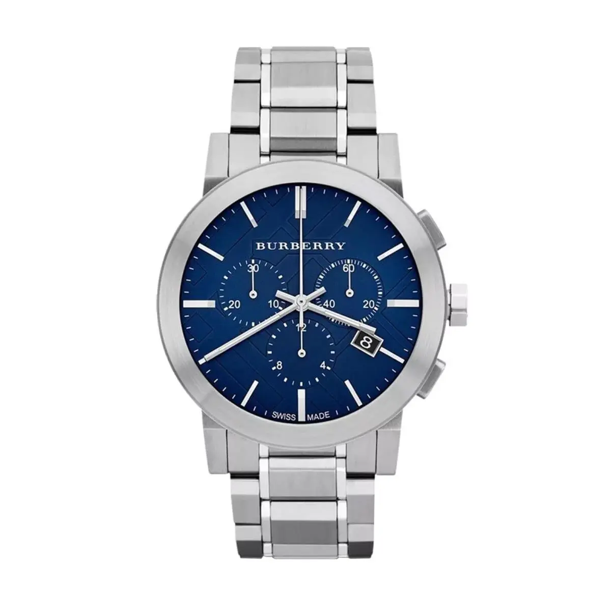 Burberry The City BU9363 42mm Blue Check Stamped Dial Quartz Chrono Mens Watch