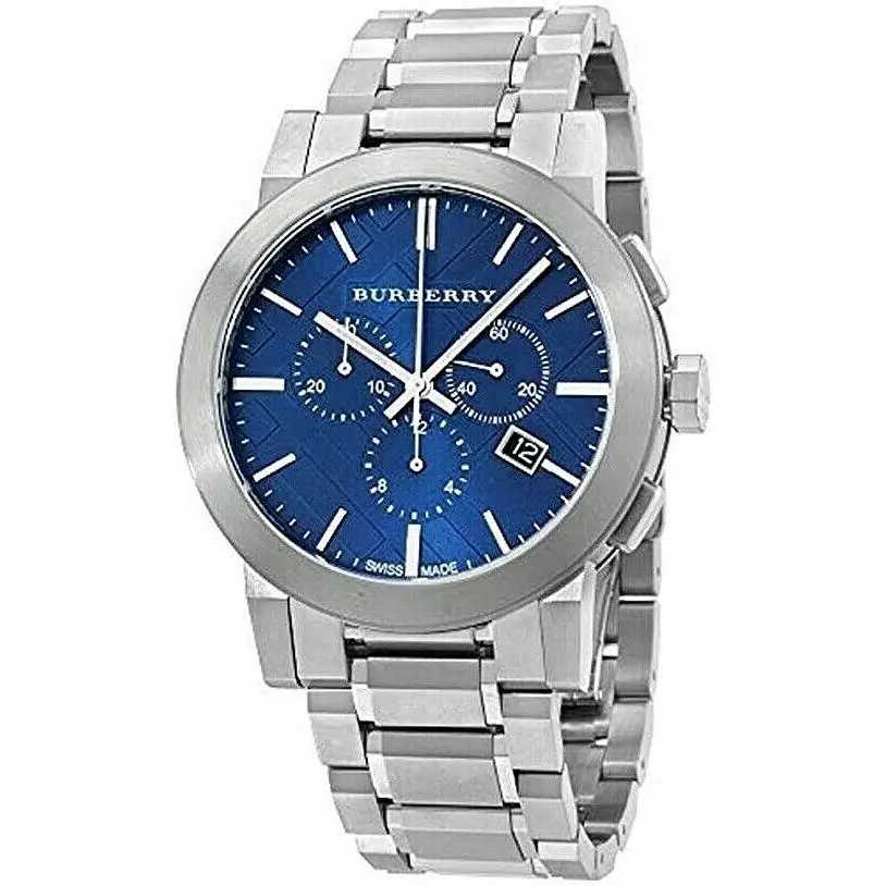 BU9363 Stainless Steel Blue Checker Dial Men`s Watch by Burberry