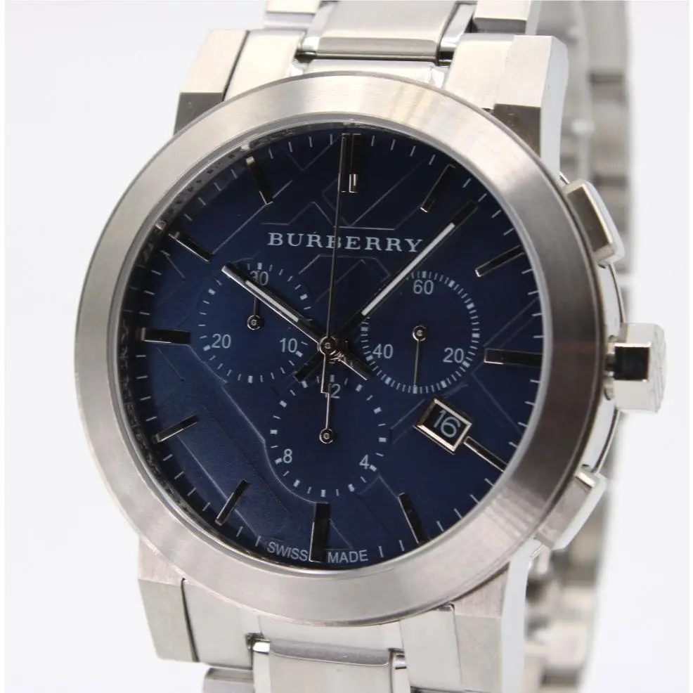 Burberry 42mm Blue Dial Stainless Steel Men`s Watch The City BU9363 - Dial: Blue, Band: Silver, Bezel: Silver