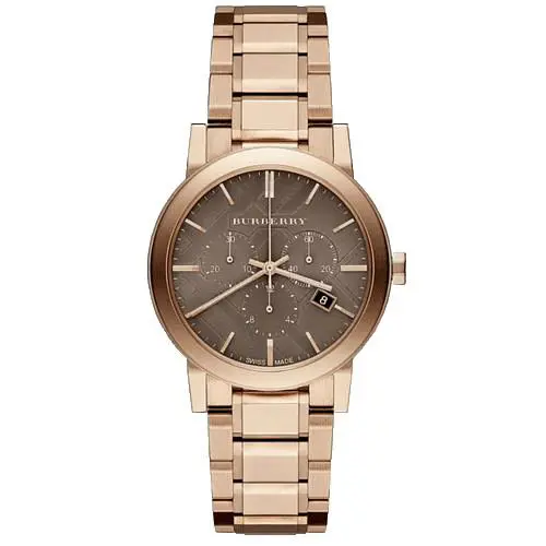 Burberry BU9754 The City Rose Stainless Steel Chronograph Dial Watch - Dial: Bronze, Brown, Band: Rose gold, Bezel: Rose