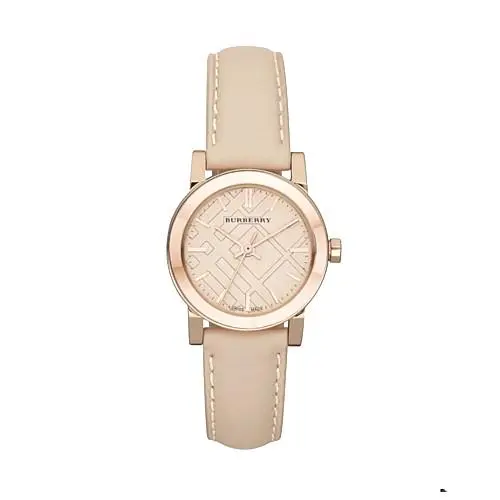 BU9210 Rose Dial Beige Leather Strap 26 mm Women`s Watch by Burberry