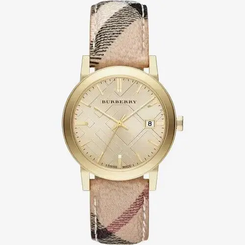 Burberry BU9026 Haymarket Check Gold Tone 38 mm Women`s