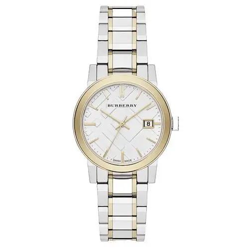 City BU9115 Stainless Steel Gold Plated 34 mm Women`s Watch by Burberry