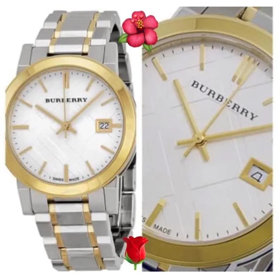 Burberry Swiss Made Silver and Yellow Gold Tone Polished Women’s Watch 34 MM