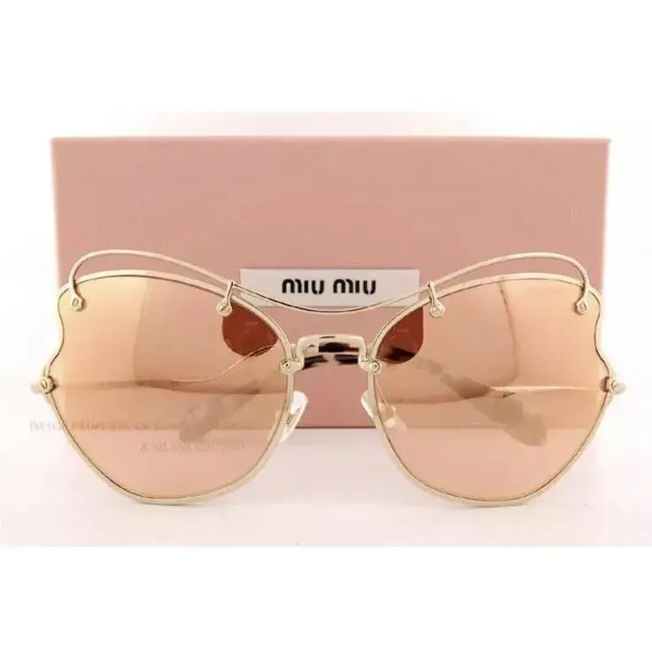Scenique MU 56RS ZVN6S0 Pale Gold Sunglasses Rose Gold Mirror Lens by Miu Miu