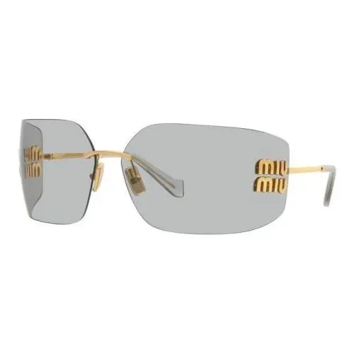 Sunglasses MU 54YS Gold Light Grey 5AK3/0B Logo Women by Miu Miu