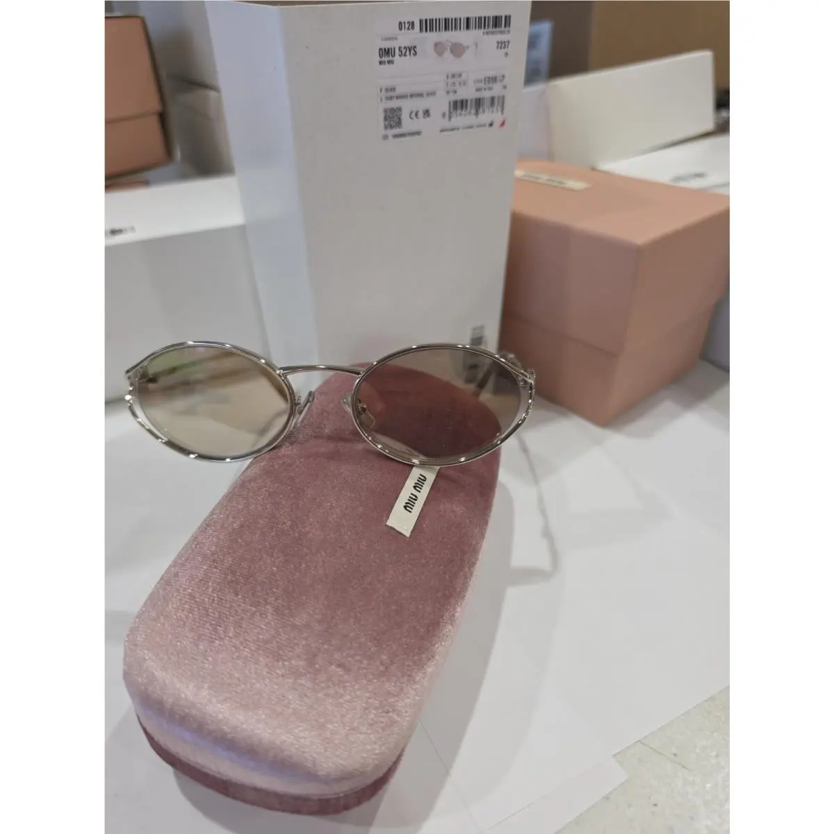 Miu Miu MU 52YS 1BC10F Silver Ivory Silver Mirror Women Sunglasses