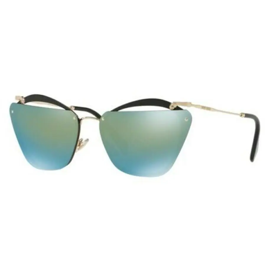 Miu Miu MU54TS 1AB4J2 Black Gold/green Mirror Women Sunglasses