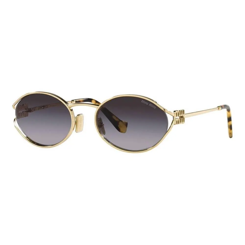Miu Miu MU 52YS ZVN5D1 Pale Gold Grey Gradient Round Women Sunglasses