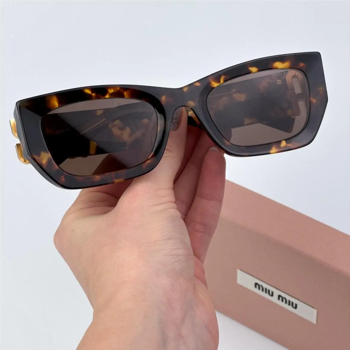 Women Sunglasses Havana Brown Rectangle MU09WS Glimpse VAU06B by Miu Miu