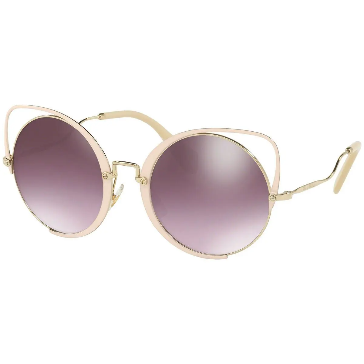 Miu Miu MU51TS CR5-4P0 Glitter Peach Violet Mirrored Oversized Sunglasses
